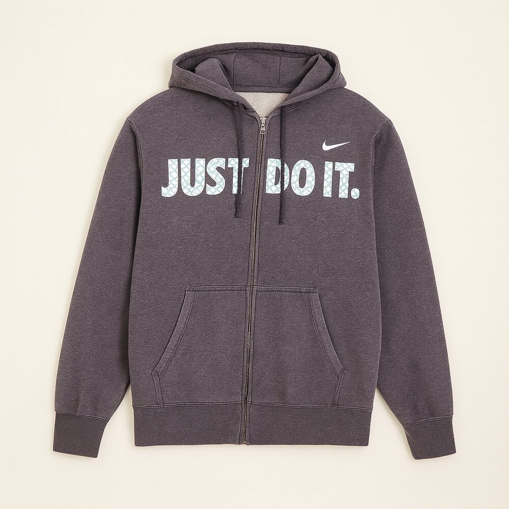 NIKE | Grey Zip-Up Logo Hoodie Sweatshirt – Men’s Small